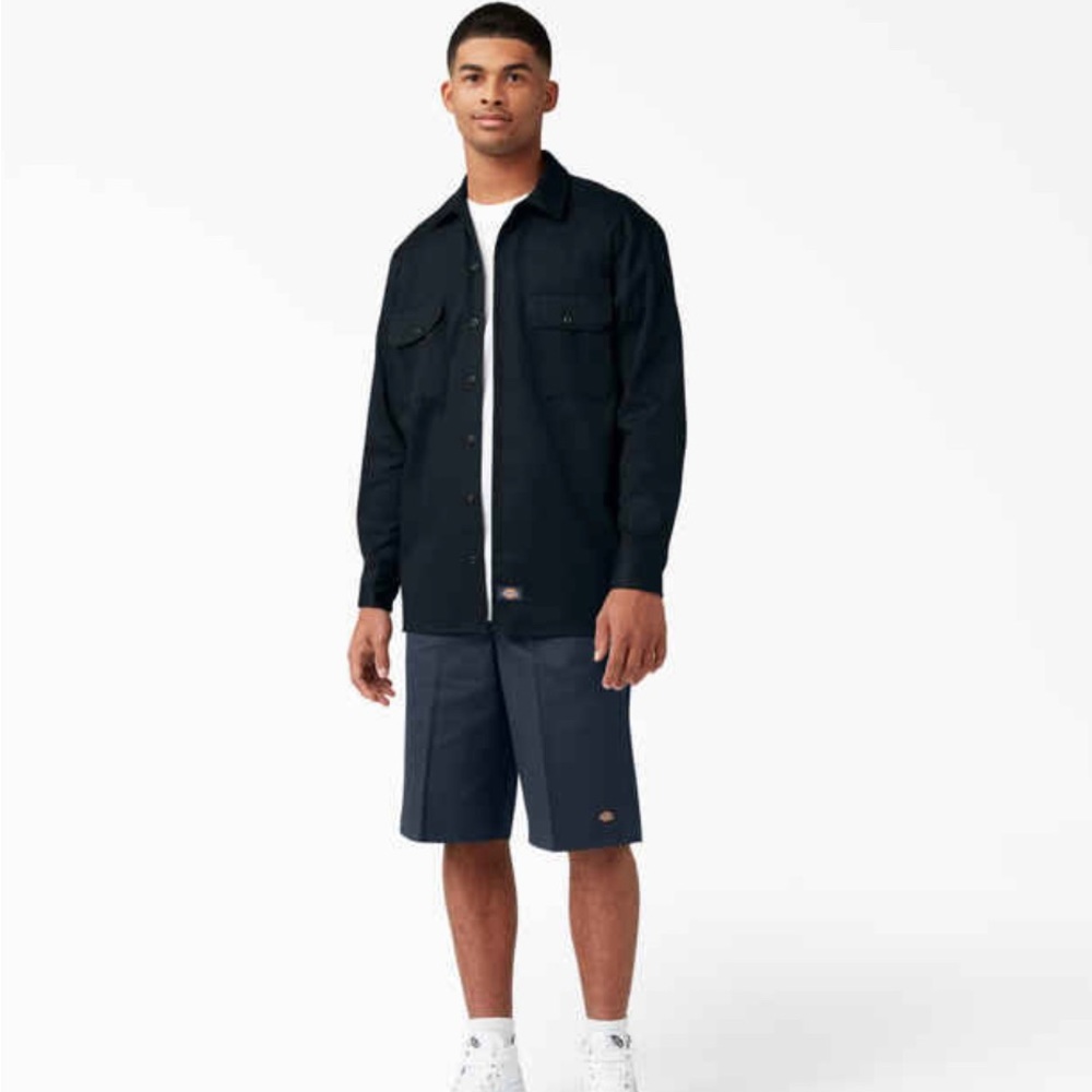 TWO pairs of Loose Fit Flat Front Work Shorts, 13"
